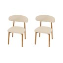 Ver imagem 1 de Conjunto 2 Cadeiras Estofada Linho para Jantar Cozinha Frida Creme Madeira Mel Maciça