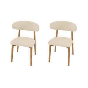 Conjunto 2 Cadeiras Estofada Linho para Jantar Cozinha Frida Creme Madeira Mel Maciça