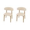 Conjunto 2 Cadeiras Estofada Linho para Jantar Cozinha Frida Creme Madeira Mel Maciça - 1