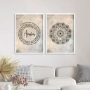 Ver imagem 1 de Kit 2 Quadros Pai Nosso e Mandala Hooponopono 45x34cm:moldura Branca