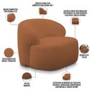 Ver imagem 3 de Poltrona Decorativa Fixa Orgânica para Sala Living Barolo L06 Bouclê Terracota - Gtdnexxus