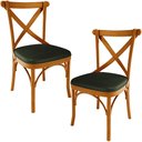 Ver imagem 1 de Kit 02 Cadeiras Para Sala de Jantar e Estar Living Estofada Ávila L02 Couríssimo Verde Musgo - Lyam