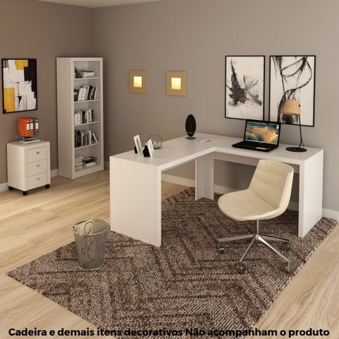 Conjunto de Escritório com Escrivaninha 03 pç CJ43018-069 Tecno Móbili - Branco