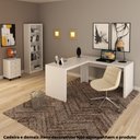 Ver imagem 1 de Conjunto de Escritório com Escrivaninha 03 pç CJ43018-069 Tecno Móbili - Branco