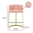 Ver imagem 2 de Banqueta Decorativa Alta Base Metal Cromo Dourado em Veludo - Rose Veludo