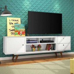 Rack Retro Tv 60 Polegadas 80 Branco Mdf / Mdp 162cm Olivar - 1