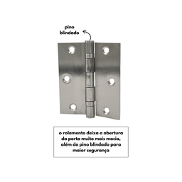 Dobradiça P/ Portas 3,5x3 em Inox 304 Escovado com Rolamento - 4