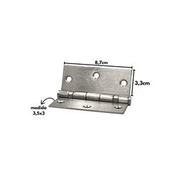 Dobradiça P/ Portas 3,5x3 em Inox 304 Escovado com Rolamento - 6