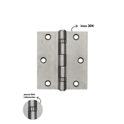 Dobradiça P/ Portas 3,5x3 em Inox 304 Escovado com Rolamento - 2