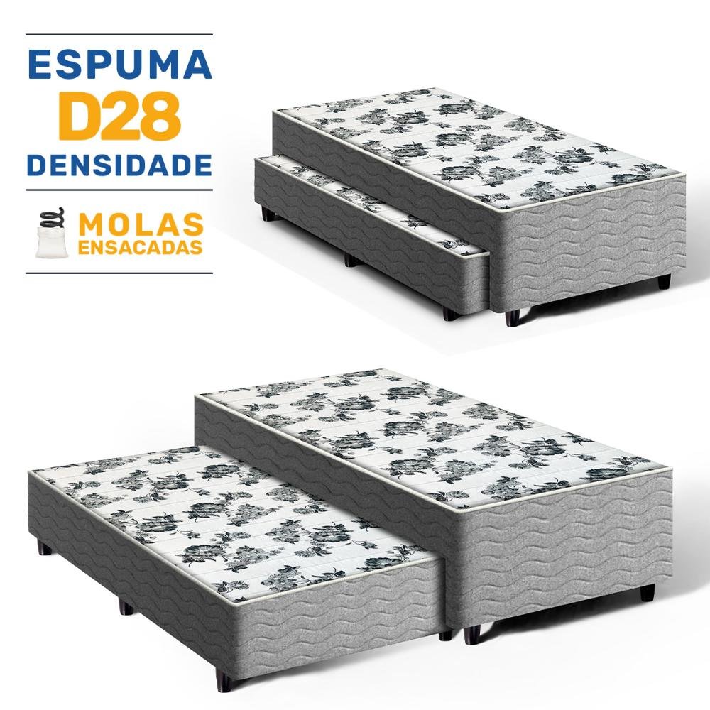 Cama Box Conjugada de Espuma e Auxiliar de Molas Unique Solteiro 88 Cm - 2