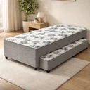 Ver imagem 2 de Bicama Box Com Colchão Acoplado de  Espuma e Auxiliar de Molas Unique Solteiro 88 Cm