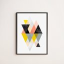 Ver imagem 1 de Quadro Geométrico Escandinavo Colorido 45x34cm - com vidro:Madeira preta