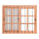 Ver imagem 1 de Janela de Madeira Vitro de Correr Quadriculado Grade Tela 2 Folhas Móveis Eucalipto Esel-2.00LX1.20A