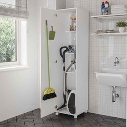Armário Multiuso 45cm 1 Porta 3 Prateleiras com Espaço para Tábua de Passar 3019 Politorno - 7
