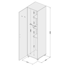Armário Multiuso 45cm 1 Porta 3 Prateleiras com Espaço para Tábua de Passar 3019 Politorno - 6