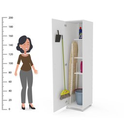 Armário Multiuso 45cm 1 Porta 3 Prateleiras com Espaço para Tábua de Passar 3019 Politorno - 9