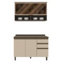 Ver imagem 1 de Cozinha Modulada Connect 2 Peças com Aéreo Basculante e Balcão 120cm Duna/Cristal - Móveis Henn