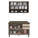 Ver imagem 6 de Cozinha Modulada Connect 2 Peças com Aéreo Basculante e Balcão 120cm Duna/Cristal - Móveis Henn