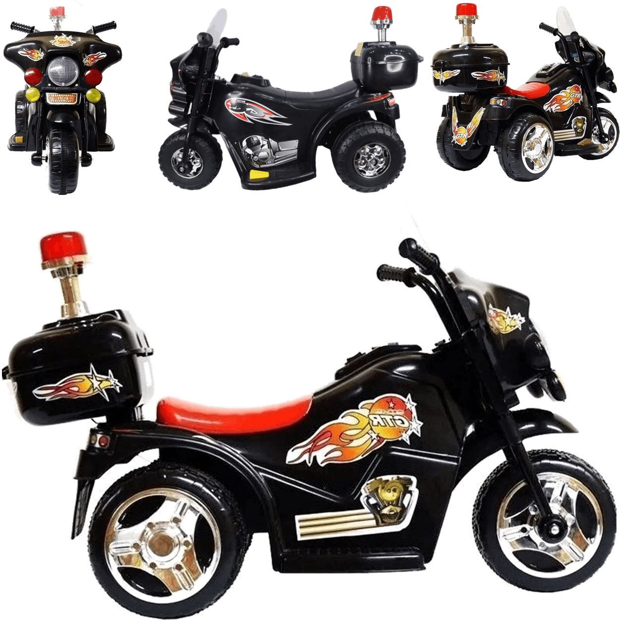 Moto Eletrica Infantil Policia Shiny Toys Motorcycle 6v Preta - 3