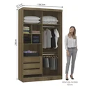 Ver imagem 2 de Guarda Roupa Modulado 134,5cm 2 Portas de Correr com Espelho Paris Avelã/cinammon Luciane Móveis