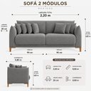 Ver imagem 4 de Sofá Living Nevada 3 Lugares 2,20m Veludo Cinza