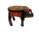 Ver imagem 2 de Banqueta - Elefante - Madeira - Pequeno - Pintado À Mão - Preto e Colorido