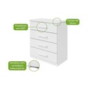 Ver imagem 3 de Cômoda Baiao 4 Gavetas MDP MDF Acabamento Fosco Puxador MDF Branco Móveis Lopas Tampo Reforçado