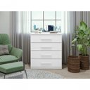 Ver imagem 2 de Cômoda Baiao 4 Gavetas MDP MDF Acabamento Fosco Puxador MDF Branco Móveis Lopas Tampo Reforçado