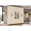 Ver imagem 1 de Guarda Roupa 6 Portas (2 C- Espelho) e 3 Gavetas C- Pés Cover Off White-nature - Henn