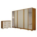 Ver imagem 1 de Guarda Roupa Casal Ares 6 Portas com Espelho Cinamomo Off-white com Cômoda San Marino 8 Gavetas Cina