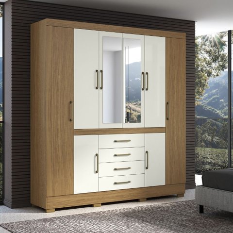 Guarda Roupa Napoli 8 Portas 4 Gavetas com Espelho Aramoveis