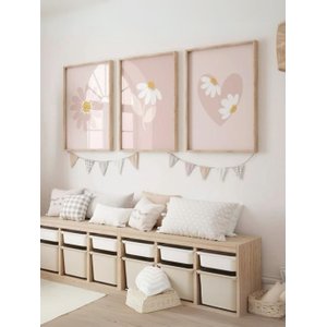 Kit 3 Quadros Decorativos Infantil Flores No1