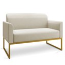 Ver imagem 3 de Kit 01 Namoradeira 02 Lugares e 02 Poltronas Marisa Linho Base Industrial Metálica Dourado - D' - A1