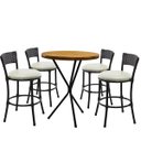Ver imagem 1 de 4 Banquetas Forts Baixa Fibra Preto Aço Carbono Bistrô Tampa Madeira com Assento Branco
