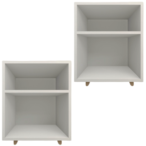 Kit 2 Mesa Cabeceira Nicho Quarto 39x50x37 Branco Pés Amadeirados