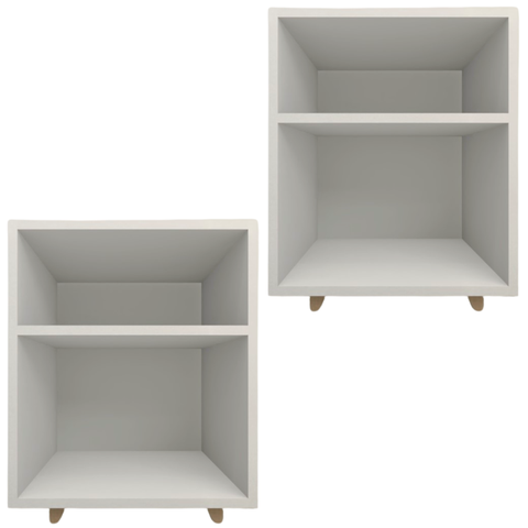 Kit 2 Mesa Cabeceira Nicho Quarto 39x50x37 Branco Pés Amadeirados
