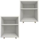 Ver imagem 1 de Kit 2 Mesa Cabeceira Nicho Quarto 39x50x37 Branco Pés Amadeirados