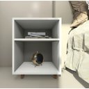 Ver imagem 3 de Kit 2 Mesa Cabeceira Nicho Quarto 39x50x37 Branco Pés Amadeirados