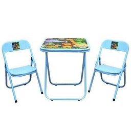 Mesa Infantil Criança Brinquedo Bebe Didática com 2 Cadeiras - Azul - 1