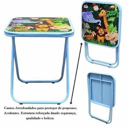 Mesa Infantil Criança Brinquedo Bebe Didática com 2 Cadeiras - Azul - 2