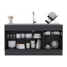 Balcão Cozinha Gabinete Pia 150 Cm 3 Portas 1 Gaveta Preto - 3