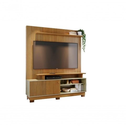 Home Theater Ares para TV até 75" 160cm MDP e MDF com Pés Marrom Madetec Móveis
