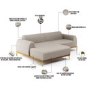 Ver imagem 4 de Sofá 6 Lugares com Chaise Esquerdo Para Sala de Estar Molino 350cm D02 Linho Bege C-107 - Lyam