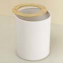 Ver imagem 2 de Lixeira 8l Metal com Tampa Vazada de Bambu Branco Oikos