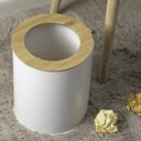 Ver imagem 3 de Lixeira 8l Metal com Tampa Vazada de Bambu Branco Oikos