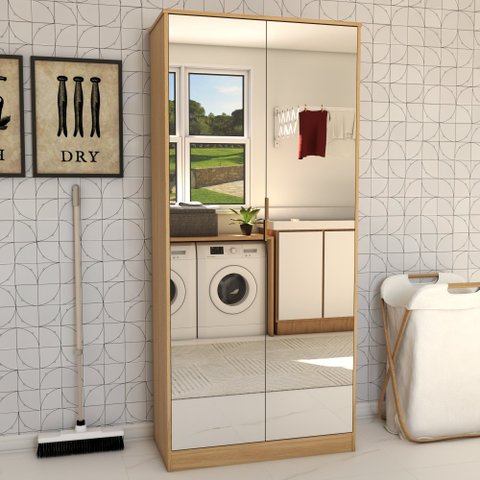 Armário Multiuso Plaza 2 Portas com Espelho 1 Gaveta - Panorama Móveis