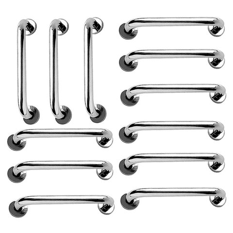 Alça de Apoio 30cm Barra Inox Kit 12 Unidades Acessibilidade Idoso Banheiro Box Deficiente Cadeirant