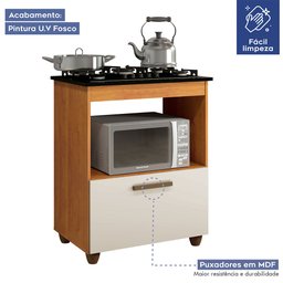 Balcão para Cooktop 5 Bocas 1 Porta Basculante Salvia Kaiki Móveis - 6