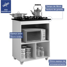 Balcão para Cooktop 5 Bocas 1 Porta Basculante Salvia Kaiki Móveis - 5