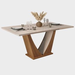 Conjunto Mesa de Jantar Lucy Carvalho/Creme com 6 Cadeiras Cássia Suede Cinza - 3